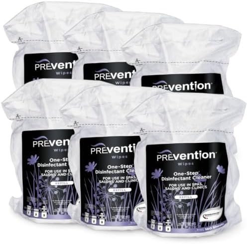 Prevention All Purpose Disinfecting Wipes – Cleaning Wipes Canister, Bulk Cleaner Towelettes for Salons, Spas, Clinics, Studios – Hospital Grade Surface Sanitizing – 160 Count per Refill Bag (6 Pack) by Prevention