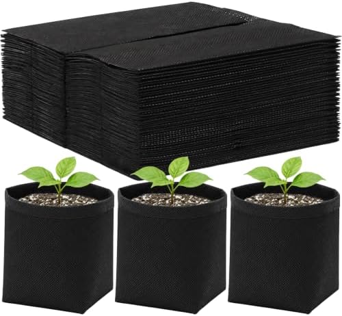 Fabric Grow Bags - 6.3x6.3 inches Black Plant Grow Bags, 100pcs by ENPOINT