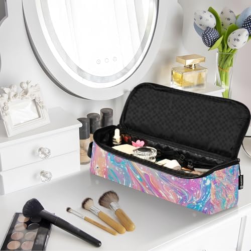 Hair Tools Travel Bag with Heat Resistant Mat 2-in-1 Hot Tools Travel Bag Organizer Flat Curling Iron Travel Case for Straightener Pink Liquid Gradient - Image 7