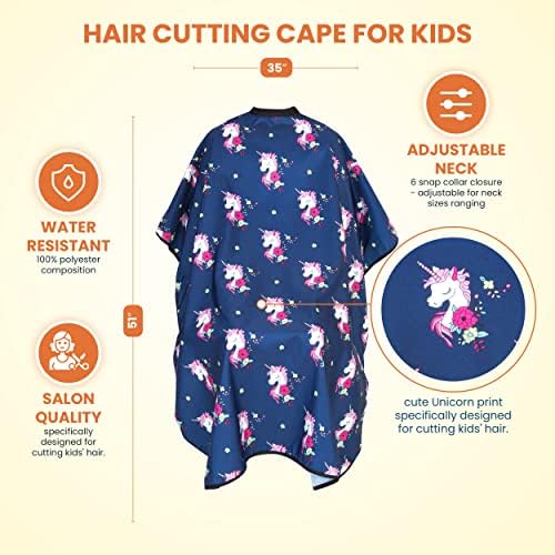 Kids Hair Cutting Cape - Unicorns - Water-Resistant Salon Cape for Kids - Image 2