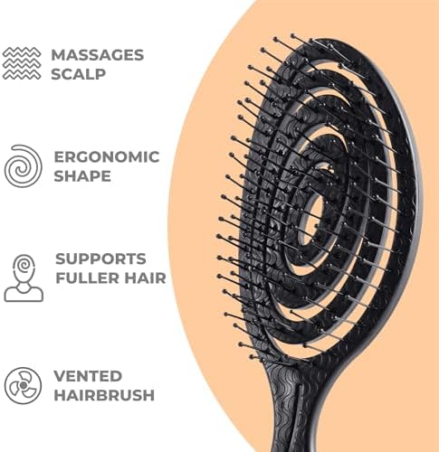 Ninabella Mini Detangler Brush - Small No Tangle Hair Brush for Purse and Travel - Hairbrush for Fine, Thick and Long Hair, Wet and Dry - Elegant Black - Image 3