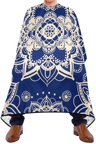 ALAZA Blue Mandala Barber Cape for Men Women, Waterproof Haircut Apron Beard Shaving Bib Hair Cutting Cloth 55 x 65 Inch - Image 2