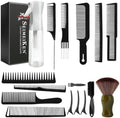 16 PCS Professional Barber Comb Set, Carbon Fiber Combs & Brush by SEIMEIKEN