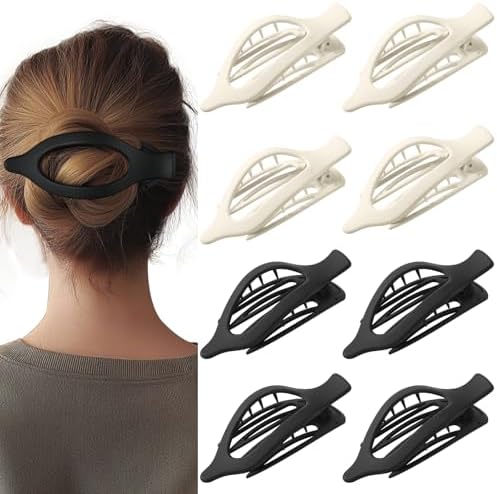 8 Pack Black and White Flat Hair Clips – Matte French Claw Clips for Women, Neutral Non-Slip Hair Accessories for Daily Styling, Strong Hold Minimalist Barrettes for Work or School by CentStar