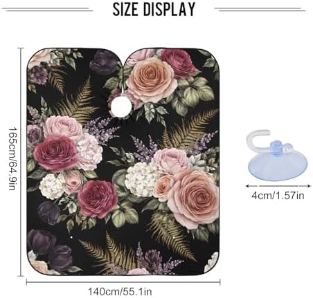 ALAZA Retro Rose Flower Barber Cape for Men Women, Waterproof Haircut Apron Beard Shaving Bib Hair Cutting Cloth 55 x 65 Inch - Image 3