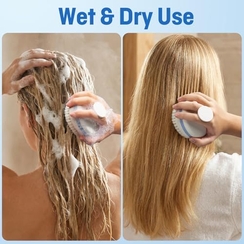 Scalp Massager with Double-Layer Bristles,Anti-Slip Rich-Lathering Hair Washing Shampoo Brush,Curved Scalp Scrubber with Better Head Fit for Dandruff Removal,Wet&Dry Use Scalp Stimulator. - Image 4
