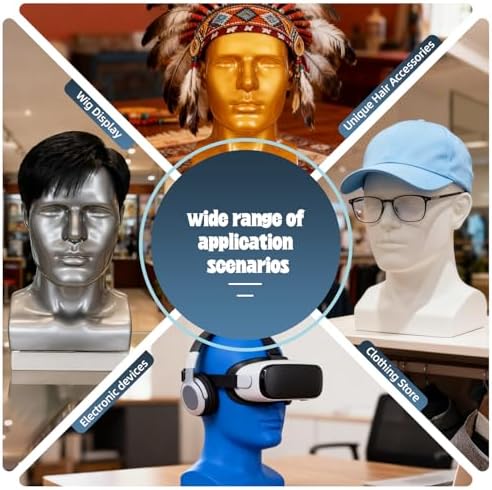 Male Mannequin Head with Stand – Realistic Wig Display Model for Hats, Scarves, Glasses & Hair Styling – Durable Male Head Display for Salon, Store or Home Decor (Gold) - Image 6