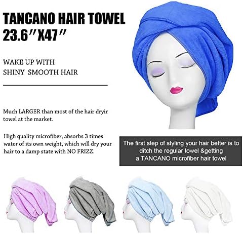 Large Microfiber Hair Towel for Curly Hair 23.6''x47'' Anti Frizz Hair Wrap Super Absorbent Curly Hair Drying Towel Large Multifunction Towel for Bath Spa Makeup, S.Blue - Image 4