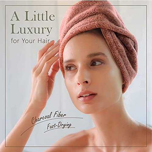 myHomeBody Hair Towel Wrap, Quick Drying Turban, Absorbent Cap – Cinnamon - Image 2