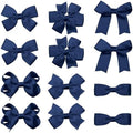 Navy Blue Hair Bow Alligator Clips for Toddler Teen Girls 3" 12 Pack Aesthetic Handmade Grosgrain Ribbon Ponytail Hair Barrettes Kids Birthday Wedding Dress School Uniform Decor Accessory by KCHIES-AccessoryCollection