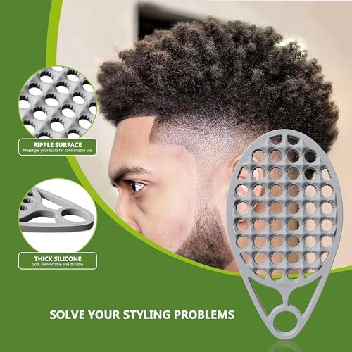 KOUPA Silicone Afro Twist Brush with Pick Comb for Coily Hair Curls, Grey - Image 5