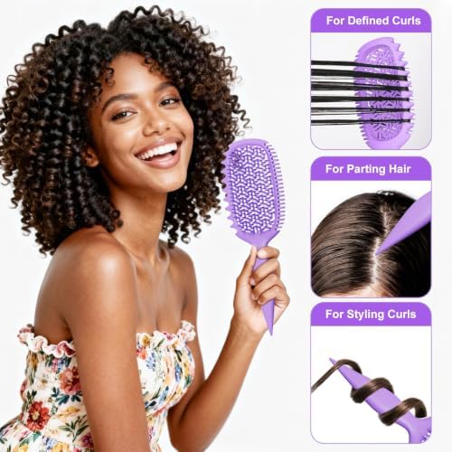 Curl Defining Brush with Wide & Narrow Teeth, Defines & Detangles Men/Women - Image 5