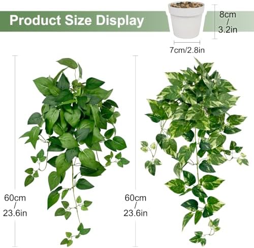 2 Pack Artificial Hanging Plants with White Pots 23.6'' - Image 2