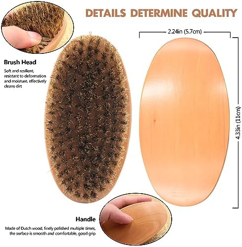 Boar Bristle Hair Beard Brush for Men - Small Soft Beard Brush, Pocket Travel Men's Wooden Mustache Brush - Image 3