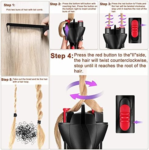 Honoson Automatic Hair Braiding Machine with 800 Mini Rubber, Black - Image 4