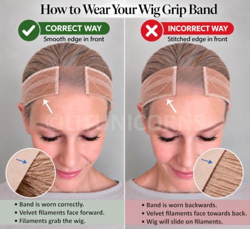 LIT UNICORNS Wig Grip Band with Silicone | Non-Slip to Keep Wig in Place | Premium Adjustable Velvet Gripper for Lace Front Wigs (Beige) - Image 6
