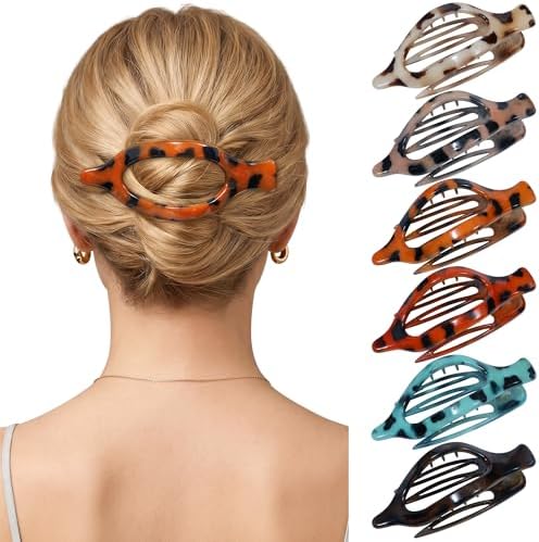 AWAYTR 6Pcs French Flat Hair Clips, Lay Flat Claw Clip for Women by AWAYTR