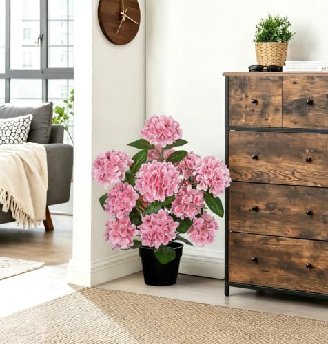 2.2FT Pink Hydrangea Artificial Flowers Tree 2 Pack Faux Hydrangea Potted - Image 4