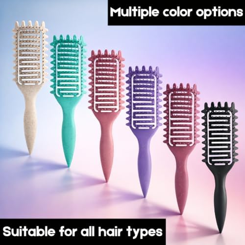 Curl Defining Brush for Curly Hair, Vented Detangling Hair Brush for Wet and Dry Styling, Curved Brush for Shaping and Smoothing Curl Clumps, Lightweight Hair Brush （Black） - Image 4