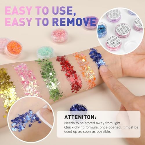 AROIC 40 Colors Body Glitter, Holographic Eyeshadow Sparkles Face Glitter - Image 5
