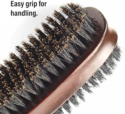 Firstline Wav Enforcer Double-Sided Military Boar Bristle Brush, Brown - Image 2