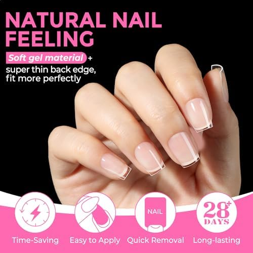 UNA GELLA Extra Short Coffin Nail Tips, 216pcs in 12 Szies Soft Gel Tips - Image 4