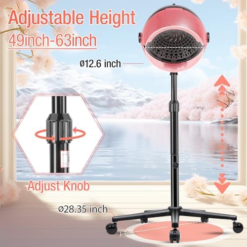 Hooded Hair Dryer, Professional Standing Hair Dryer with Time Setting, Touch Controls and 3 Temperature Settings, Sit Under Hair Dryers for Salon and Home Use - Image 2