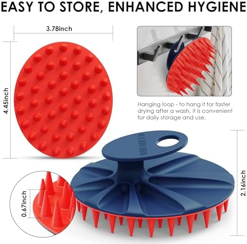 INNERNEED Silicone Scalp Scrubber for Hair Washing & Scalp Massage, Red - Image 3