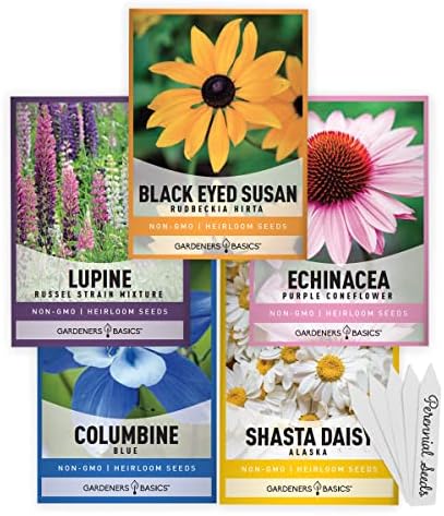 Gardeners Basics Perennial Flower Seeds for Planting Outdoors, 5 Varieties by GardenersBasics