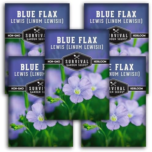 Lewis Blue Flax Seeds for Planting - Survival Garden Seeds (5 Pack) by SurvivalGardenSeeds
