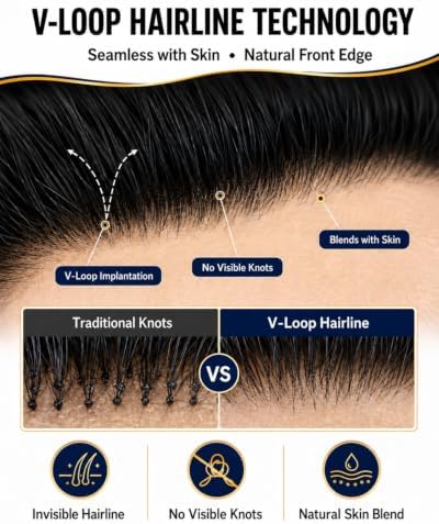 0.10mm Thin Skin Toupee Hair for Men, #1B Natural Black - Image 4