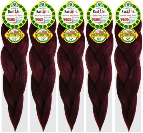 Rast A fri Freed'm Silky Braid 52 Inch Pre-Stretched Braiding Hair| 100% Afrelle Modacrylic Fiber from Kanekalon | Soft Lightweight Hair for Box Braids & Twists, BG - 5 Pack by Rast+A+Fri