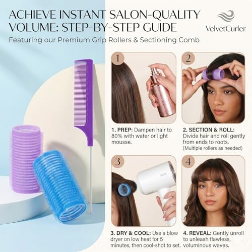 37PCS Self Grip Small Hair Rollers for Women Heatless Velcro Rollers for Hair Volume Set with Tail Comb for Medium Short Hair and Bangs DIY Curly Hairstyle(Colorful) - Image 5