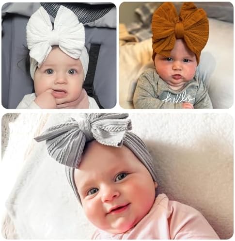 CÉLLOT 8 Colors Super Stretchy Soft Baby Girl Headbands Double Infant Bows - Image 4
