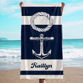 JML Custom Anchor Beach Towel with Name, Microfiber, 30 x 60 in by JML