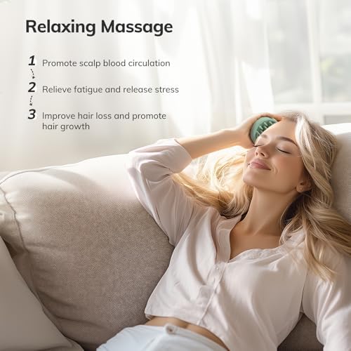 Sndyi Silicone Scalp Massager Shampoo Brush, Hair Scrubber with Soft Silicone Bristles, Scalp Scrubber/Exfoliator for Dandruff Removal, Wet Dry Scalp Brush for Hair Growth & Scalp Care, Mint Green - Image 5