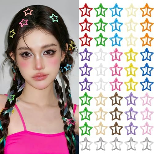 VIBILIA Star Hair Clips Y2K Multicolor Metal Hair Accessories-50PCS 1.18" by VIBILIA