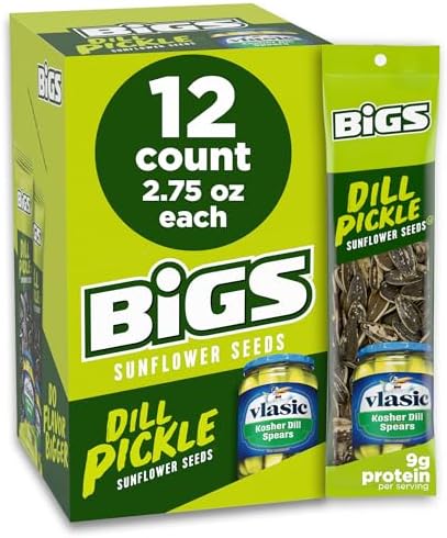 BIGS Sunflower Seeds, Vlasic Dill Pickle Flavor, 2.75 oz. (12-pk) by BIGS