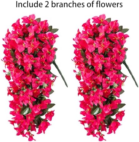Faux Bougainvillea Artificial Flowers Plants for Outdoors Outside Decoration, 2 PCS Fake Flowers Silk Long Trailing Vines UV Resistant Realistic for Front Door Porch Planter Urn Patio Balcony Hot Pink - Image 5