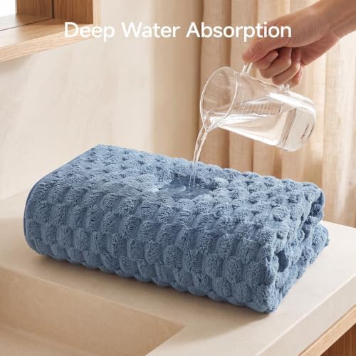 REDKISS Blue Microfiber Bath Towels Large, 30“x60” Super Absorbent Towels - Image 4
