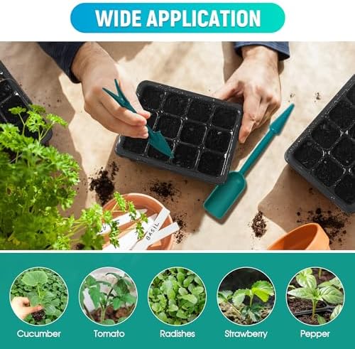 12-Set Seed Starter Tray with Grow Light, Seed Starting Trays Kits with Timing Controller Adjustable Humidity Domes Heightened Lids(12-Cells Per Tray) - Image 6
