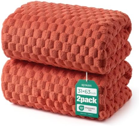 REDKISS Orange Microfiber Bath Towel Large, 31”x 61” Super Absorbent Towels by REDKISSOnline
