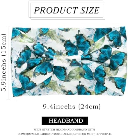 Olbye Wide Boho Headbands Floral Stretch Head Wraps Turban Knotted Yoga Hairbands Workout Hair Accessories for Women 4Pcs (Butterfly, 9.4 * 5.9'') - Image 5