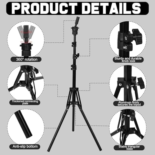 ProSuites 22 Inch Canvas Mannequin Head with 61" Adjustable Wig Stand Tripod, Wig Set of 40 PCS with Wig Holder, Caps, Elastic Bands, T/C Pins Tool Kit for Wigs Styling Making Display - Image 4