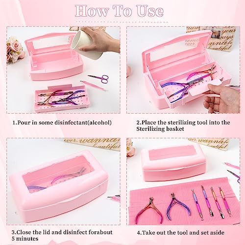 Nail Tool Sterilizer Box, Plastic Sterilizing Tray, Plastic Clean Sterilizing Box Storage Organizer for Nail, Tweezers, Eyelash Extensions, Hair Salon, Spa & Cutter Manicure Equipment (Pink) - Image 7