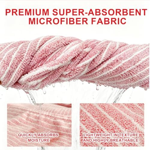 Oversized Bath Towel Wrap for Women Plus Size with Hair Dry Towel Set Microfiber Soft Absorbent Body Wrap with Button Design for Shower, Spa, Beach, Latte Stripe (XL-2XL) - Image 7