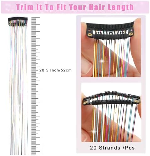 18 Pcs Hair Tinsel Clip in, Glitter Tinsel Hair Extensions - Image 4