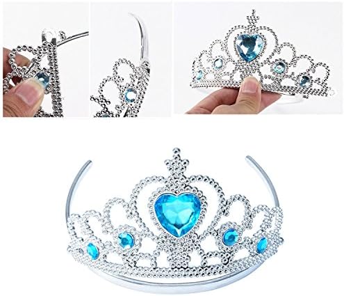 Princess Wig Braid with Tiara Necklace Gloves Princess Dress Up Costume Halloween Cosplay Accessories for Kids Girls - Image 3