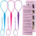 Aigee 6pcs Topsy Tail and Hair Loop Styling Tool Set - Ponytail Makers, French Braid Loops in Large and Small, Hair Pull Through Tools (Pink, Blue, Purple) for Women and Girls by Aigee