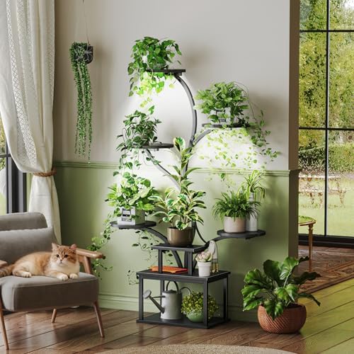 PRAISUN 51 Inch Plant Stand with Grow Lights, 8 Tiered Indoor Plant Shelf - Image 4